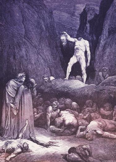 Tranh khắc gỗ của Gustave Dore, 1890. (Inferno, canto XXVIII, line 116-119)